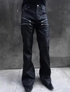mnml スタックレザージップフレアパンツ 新品 - メルカリ