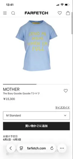 MOTHER The Boxy Goodie Tシャツ M 水色のサムネイル