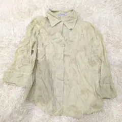 日本製 TENOROC 大きいサイズ42 爽やかイエロー七分袖シャツ ブラウス