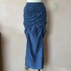 ネイビー ギャザーロングスカート スリット入り　MOUSSY マウジー