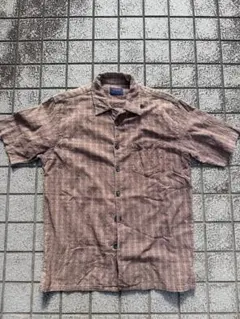 EDWIN 半袖チェックシャツ ブラウン