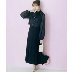 ニッセン marun 5Lブラックロングドレス 結婚式 オケージョン