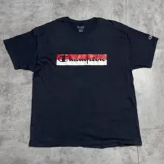 Champion Tシャツ ネイビー ボックスロゴ スクリプトロゴ　袖刺繍のサムネイル