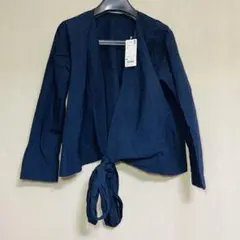 新品　UNIQLO ユニクロ　2wayカシュクールブラウス　長袖　ネイビー