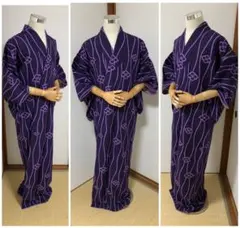 着物　きもの　絹　花菱　花立涌　袷　広衿　仕付け糸付き　舞踊のサムネイル