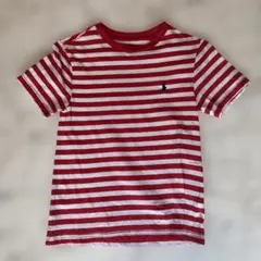 お値下げ　美品　POLO 赤白ストライプTシャツ ロゴ付き140