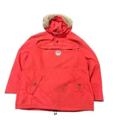 90s アノラックパーカー　ワッペン刺繍　古着　マウンテンパーカー　レッド8La