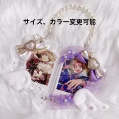 硬貨ケースデコ トレカケースデコ B8 レースデコ ペアハート 白 紫 猫耳