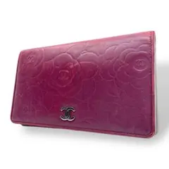 CHANEL シャネル　m2 カメリア　二つ折り　長財布　ラムスキン　ボルドー