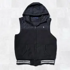 現行タグ ポロラルフローレン 異素材 切替 ポニー 刺繍ロゴ 中綿 ダウンベスト