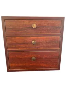 昭和レトロ蝶柄小物木製引き出し3段