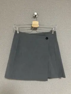 ミニスカート 巻きスカート グレー GU