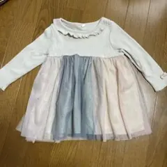 長袖チュニック 100cm ホワイト/ピンク/グレー