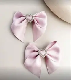 ピンク　リボンヘアクリップ2個セットのサムネイル