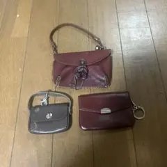 レザー 赤 コインケース 3点セット革