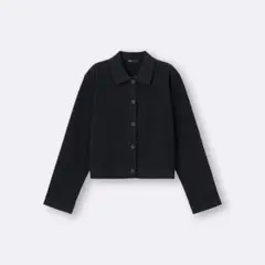 GU GU ミラノリブポロカーディガン　ブラック 3XL