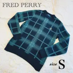 FRED PERRY フレッドペリー クルーネックセーター チャック柄 肉厚 Sのサムネイル