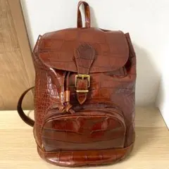 FURLA フルラ クロコ型押し 本革 レザー リュック バックパック 