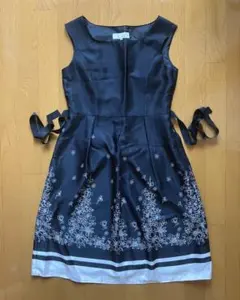 ドレス ワンピース ブラック 9号 ウエストリボン