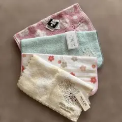 花柄　タオルハンカチ 4枚セット