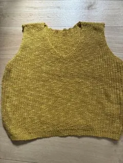 マスタード Vネック ニットベスト