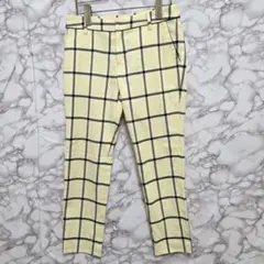 【美品】ROPE ロペ チェック テーパードパンツ 36 イエロー 日本製 綿混のサムネイル