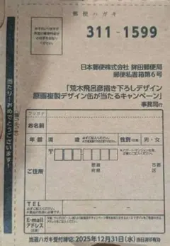 エビスビール✖️ジョジョ　当選ハガキ ジョジョ✖️エビスビール 荒木飛呂彦描き下ろしデザイン当選ハガキ 1