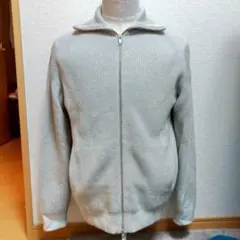 Theoryグレー リブ編み ジッパーカーディガンM WOOLのサムネイル