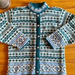 エルエルビーンllbean カーディガン 古着　ニット　緑　ノルディック