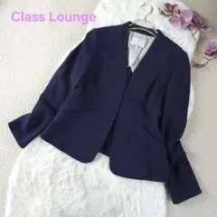 美品 Class Lounge 自由区ノーカラージャケット 背抜き ネイビーのサムネイル