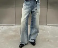 DIANTE ワイドデニムパンツ ダメージ加工 DIANTE ワイドデニムパンツ ダメージ加工 - メルカリ