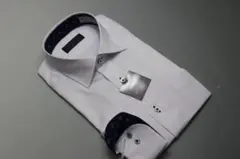 L(41-84)ワイド/ワイシャツ　形態安定　白ダイヤチェック柄　新品