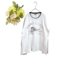 【LL】コンバース オールスター Tシャツ 長袖 スニーカー プリント 古着 白