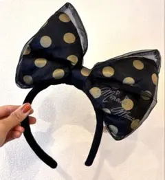Disney ミニー カチューシャ 黒金ドット