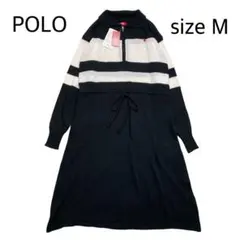 【size M】新品未使用　POLO マタニティニットワンピース　ハーフジップ