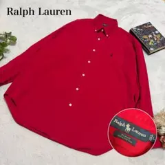 ラルフローレン 90s BLAKE BDシャツ L 赤 ポニー刺繍 長袖 古着
