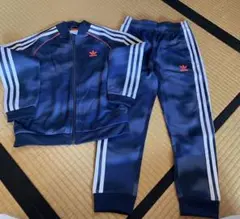 adidas ネイビー ストライプ ジャージ 上下130cm2枚セット