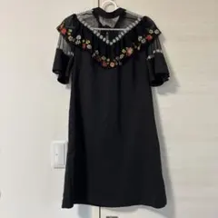 刺繍 ワンピース LILY BROWN ブラック