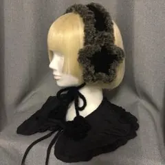 イヤーマフ ハンドメイド編み物 耳あて 星 即購入可