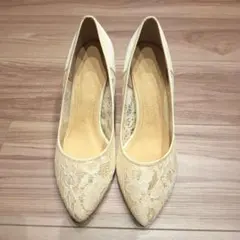 【値下げ】AIMER エメ　レースパンプス　ウエディング　結婚式 L
