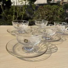 HOYA　クリスタル　シャーベットグラス/ソーサーデザートグラス　冷茶　各５個