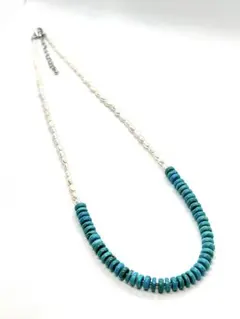 【激レア】ターコイズ＆ホワイトケシパールネックレス50cm テリ強