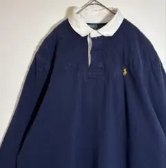 POLObyRalphLauren 刺繍ロゴ　エルボーパッチ　長袖　ラガーシャツ