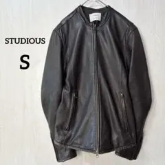 美品 希少 ステュディオス ラムレザー シングルライダース 1サイズ ブラック