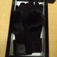 TAION EXTRA ファー付きニットグローブ ブラック