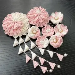 P17 つまみ細工の髪飾り-ピンク- 七五三　成人式　卒業式