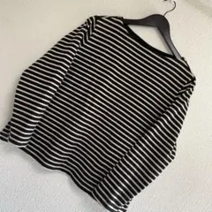 ユニクロ　ボーダーボートネックT（長袖） コットントップス　3XL