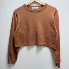 ティーナジョジュン クロップドニット ショート丈 裾チャーム付き ブラウン M