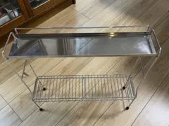 【美品】ニトリ製キッチン収納ラック　コンロ横ラック調味料入れ　ステンレス製 二段のサムネイル