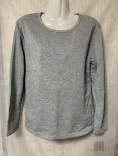 [新品]グレー 長袖 ラウンドネック シャツ(下着)